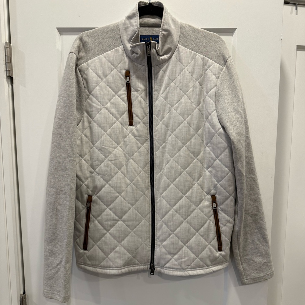 Ralph Lauren Front Quilted Grey Full-Zip Jacket - Men’s Medium